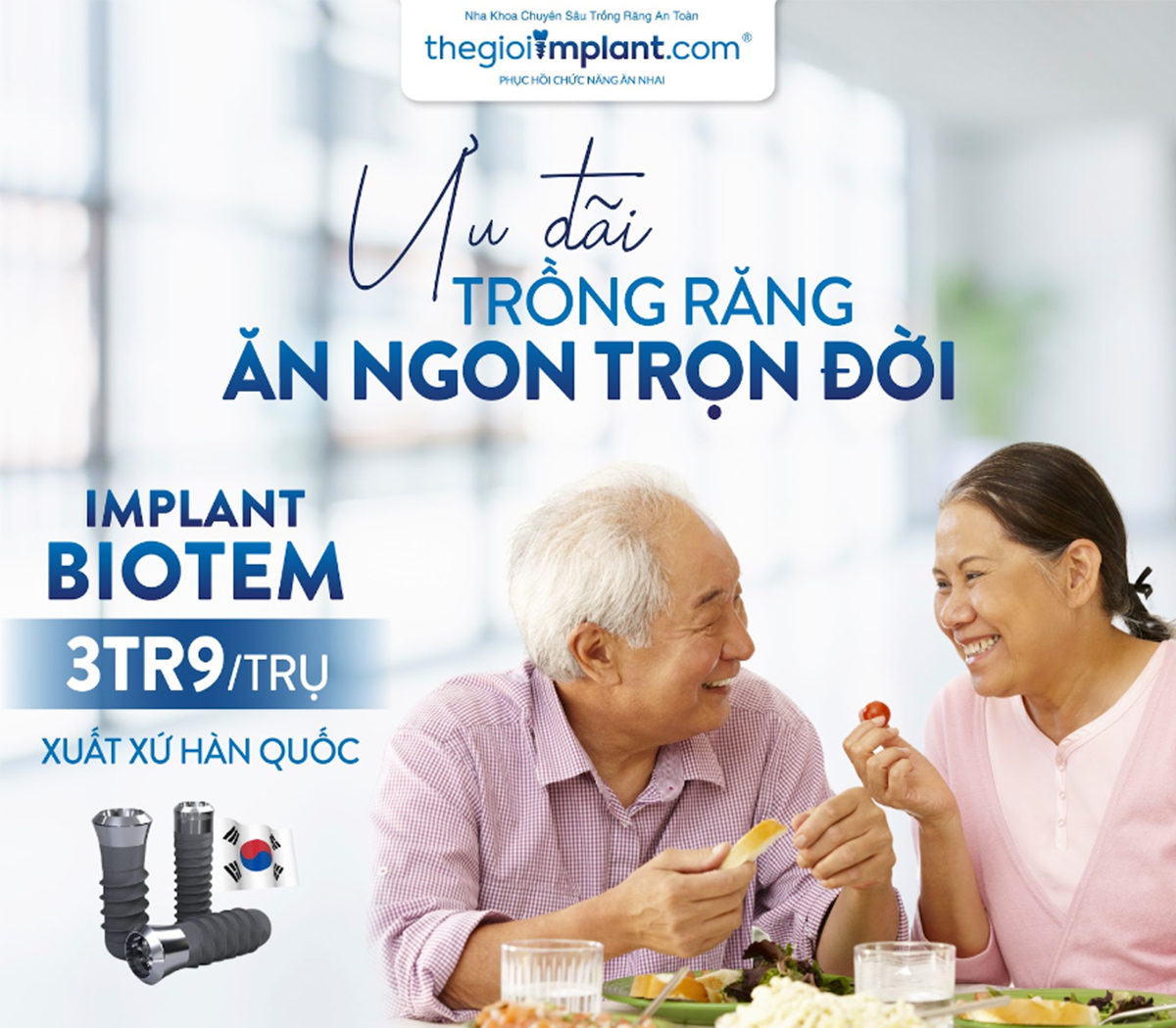 Chi phí trồng răng Biotem tại thegioiimplant chỉ 3.9 triệu/ trụ