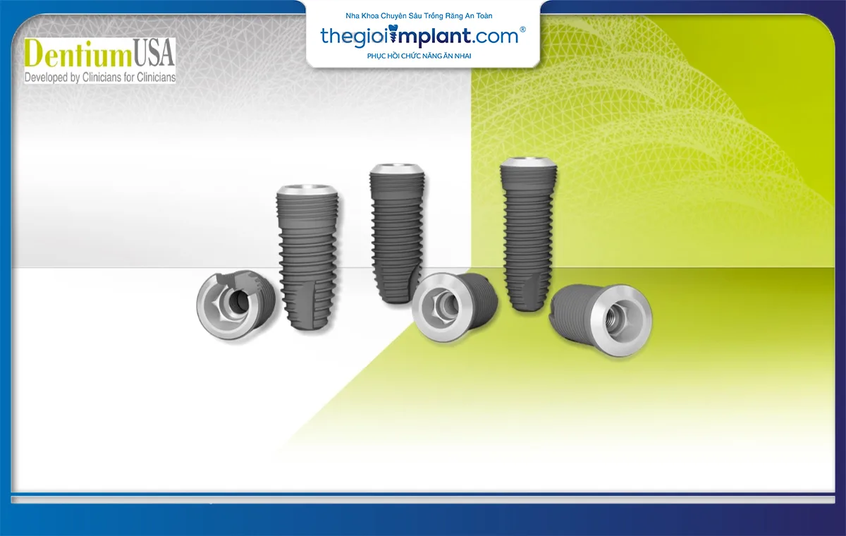 Trụ implant Mỹ Dentium USA với mẫu mã đa dạng